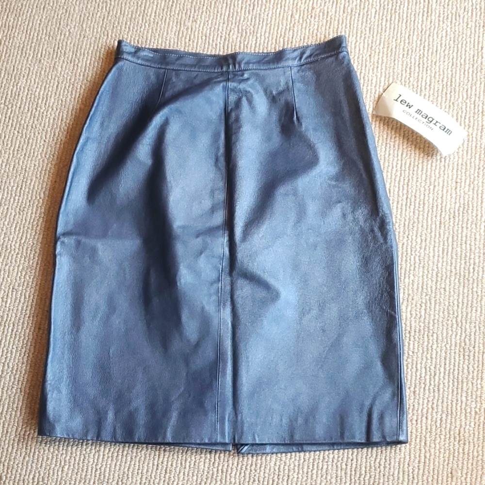 RARE RARE Vintage Lew Magram Metallic Leather Skirt NEW